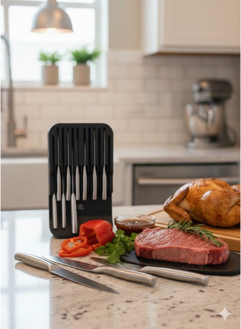 PARFAIT 13 Piece Elegant and Sturdy Stainless Steel Kitchen Knife Set with Holder Silver - Image 2
